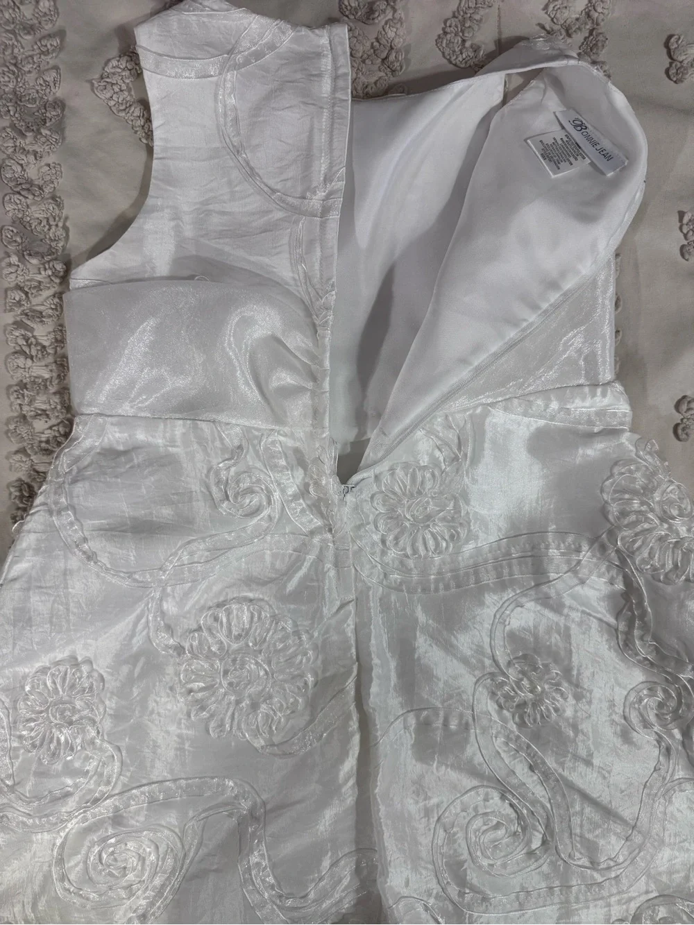 Bonnie Jean White Embroidered Floral Bow Dress for Girls